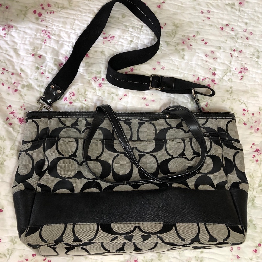 Coach Signature XL Baby Diaper Tote Bag Black EUC